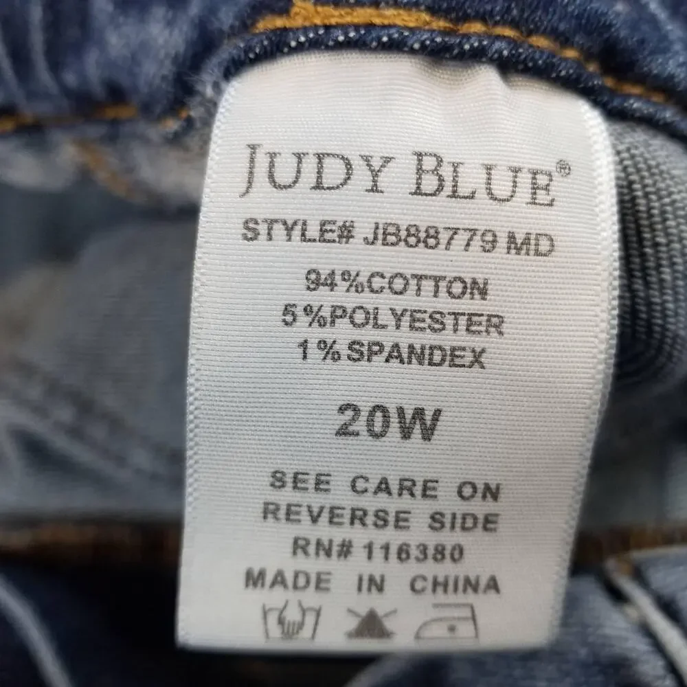 Judy Blue Jeans Womens 20W Blue Jogger Stretch Denim Drawstring Tapered Pants
